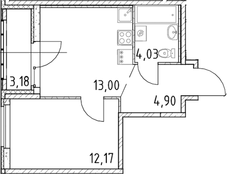 1-комнатная квартира 34.1 м², 14/23 эт., ЖК «Город Первых»